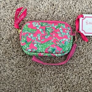 Lilly Pulitzer Pink and Green Patterned Wristlet